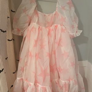 New Powdered Star French Puff Selkie Dress